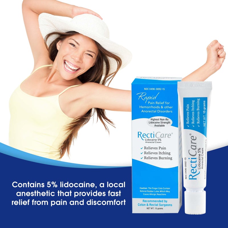 Recticare Anorectal Lidocaine 5% Cream: Treatment for Hemorrhoids & Other Anorectal Disorders - 15g Tube - Image 4