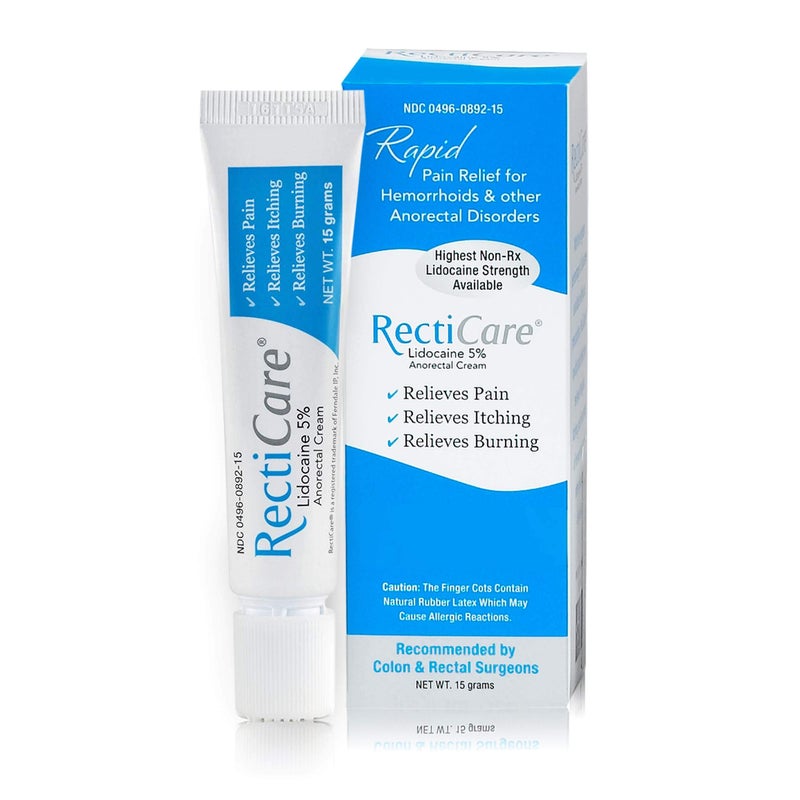 Recticare Anorectal Lidocaine 5% Cream: Treatment for Hemorrhoids & Other Anorectal Disorders - 15g Tube - Image 1