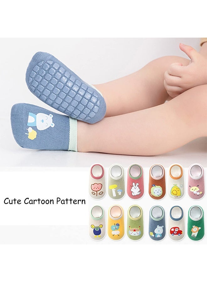 إم إكس إن 3 أزواج من جوارب الأطفال القطنية بنعال مانعة للانزلاق، جوارب متعددة الألوان تسمح بمرور الهواء، جوارب لطيفة للأطفال من عمر 0 ​​إلى 12 شهرًا، مقاس صغير - Image 3