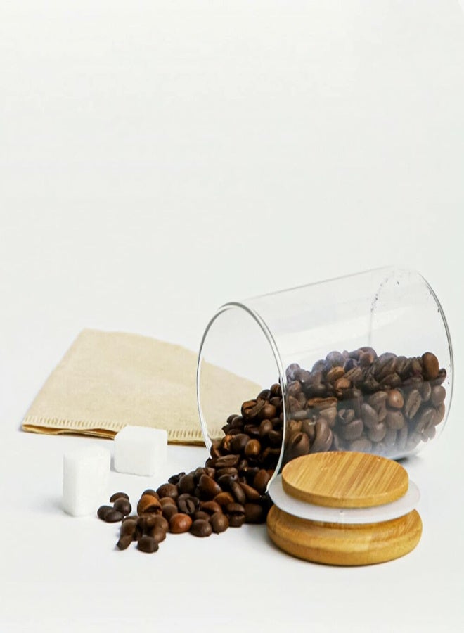 AKDC Glass Jar With Bamboo Lid And Spoon 500Ml, Round Storage Jars With Wooden Airtight Lids Mini Jars With Label And Air Tight For Kitchen Pantry, Sugar, Salt, Coffee, Tea Other Dry Food Container (3) - Image 5