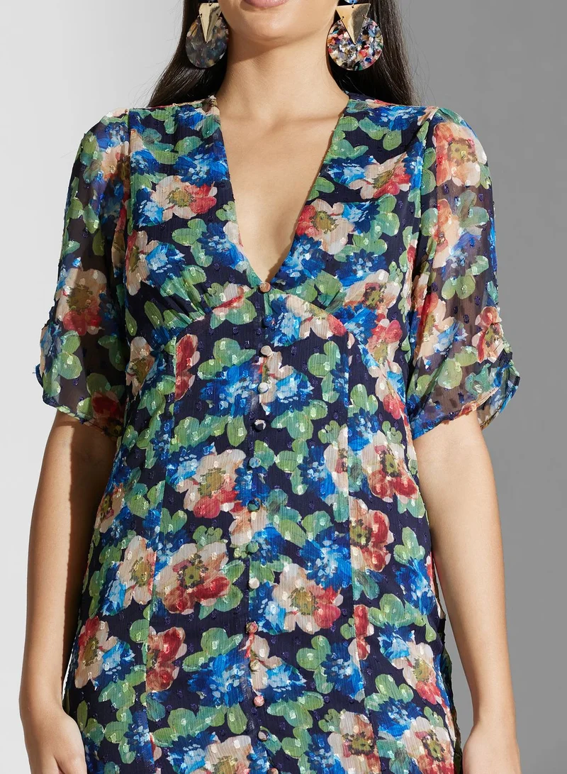 Hope & Ivy Floral Printed Ruffle Hem Dress