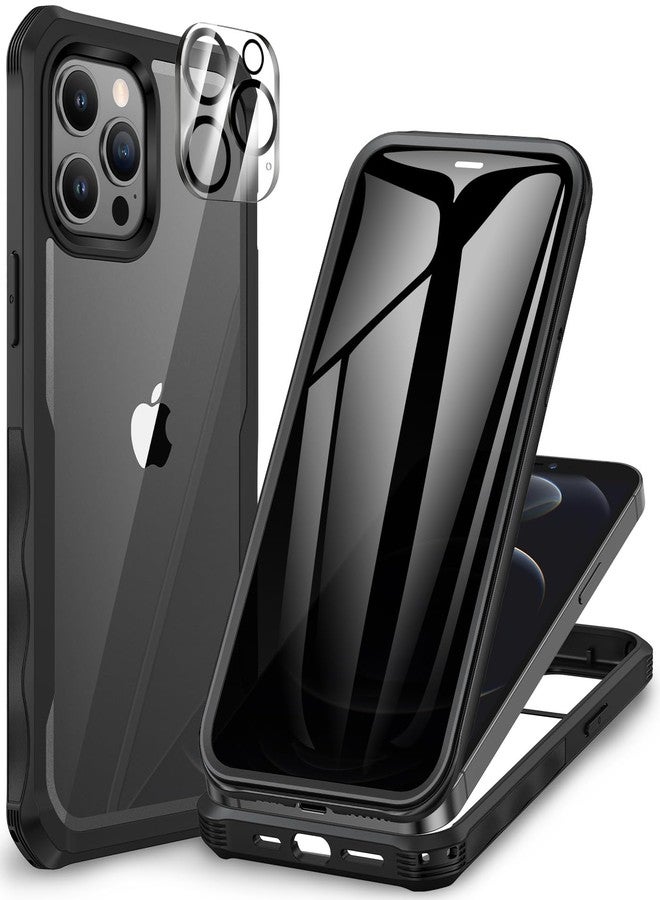 CENHUFO Compatible with iPhone 12 Pro Max Case Built-in Privacy Screen Protector with Camera Lens Protector, 360 Full Body Privacy Case for iPhone 12 Pro Max with Anti Spy Screen -Black - Image 1