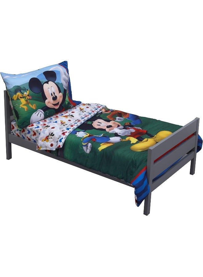 Disney Mickey Mouse - Blue, Red, Yellow 2Piece Toddler Sheet Set with Fitted Crib Sheet & Pillowcase - Image 5