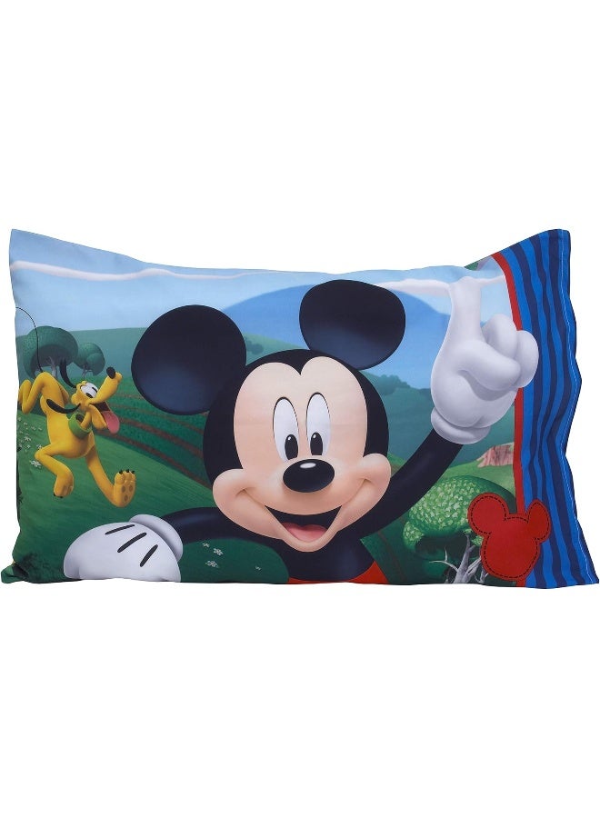 Disney Mickey Mouse - Blue, Red, Yellow 2Piece Toddler Sheet Set with Fitted Crib Sheet & Pillowcase - Image 3