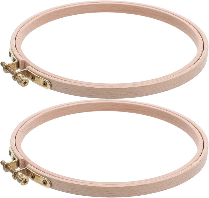 IDEANATEGRATE 2pcs Beech Wood Embroidery Hoops Frame 6.21 Inch Round Cross Stitch Accessories for DIY Crafting and Quilting Beginners - Image 1