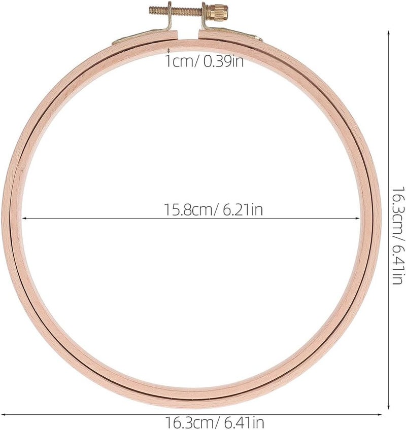IDEANATEGRATE 2pcs Beech Wood Embroidery Hoops Frame 6.21 Inch Round Cross Stitch Accessories for DIY Crafting and Quilting Beginners - Image 2