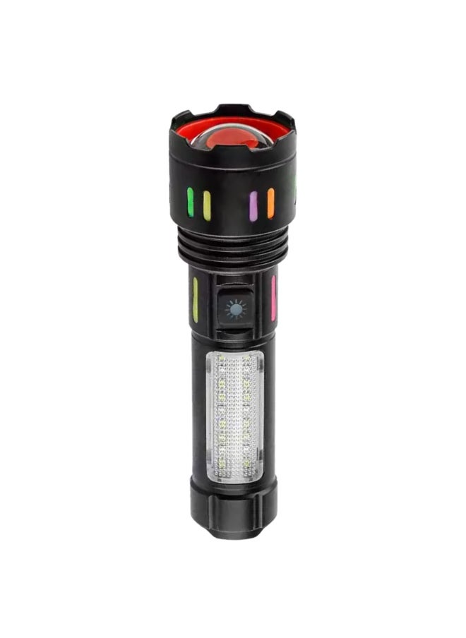 Panvil - High Lumens LED Torch Light – USB Rechargeable Aluminium Alloy Flashlight with Side Light, Laser Pointer, Built-in Power Bank, Waterproof & Shockproof Design – Ideal for Camping, Emergency, Outdoor Use - Image 1