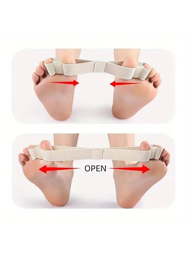 Beige 1pc Dual Toe Separator Stretch Band for Foot Bone Trainer - Image 2