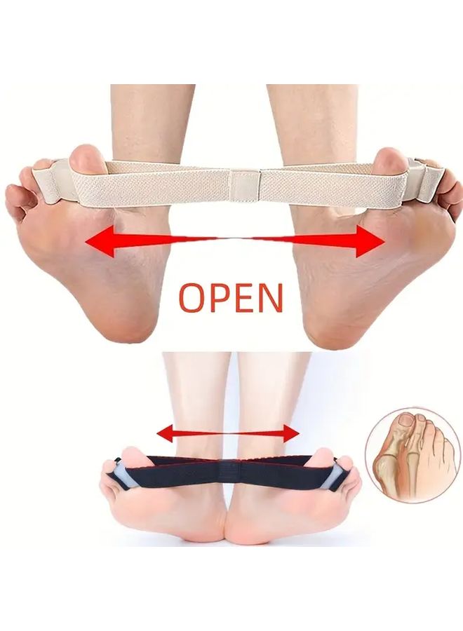 Beige 1pc Dual Toe Separator Stretch Band for Foot Bone Trainer - Image 1