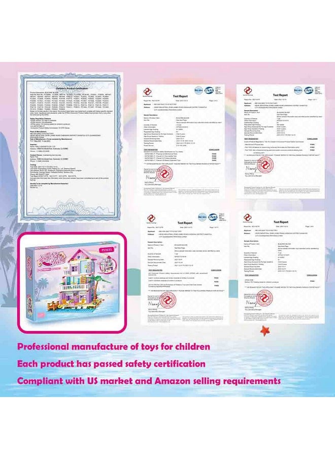 PUSITI PUSITI Seaside Villa Building Set 573 Pieces Toys for Girls Building Blocks House Toys Beach Villa Construction Toys Holiday Cottage Bricks Toys for Girls Age 6+  - Image 5