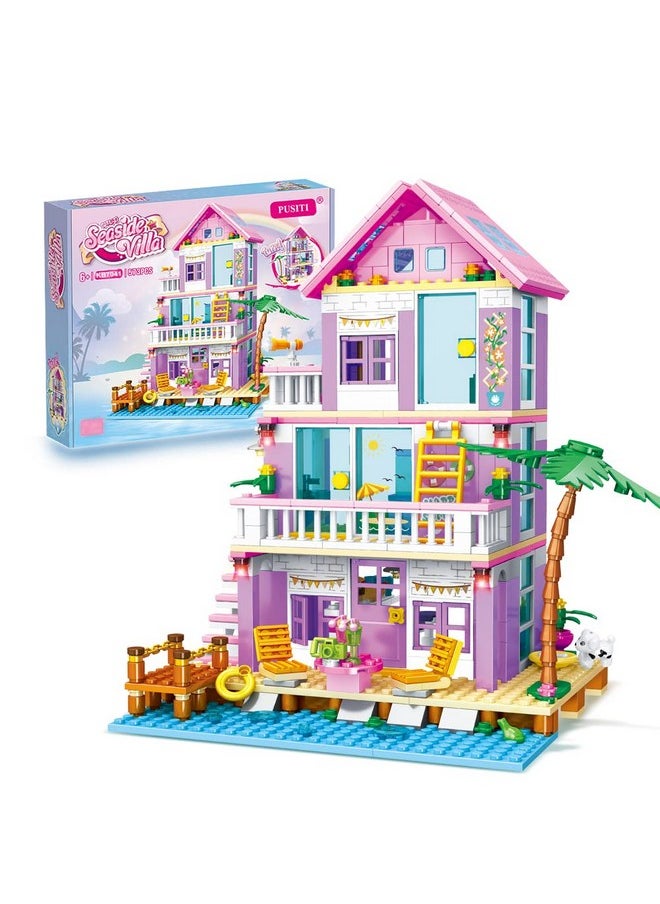 PUSITI PUSITI Seaside Villa Building Set 573 Pieces Toys for Girls Building Blocks House Toys Beach Villa Construction Toys Holiday Cottage Bricks Toys for Girls Age 6+  - Image 1