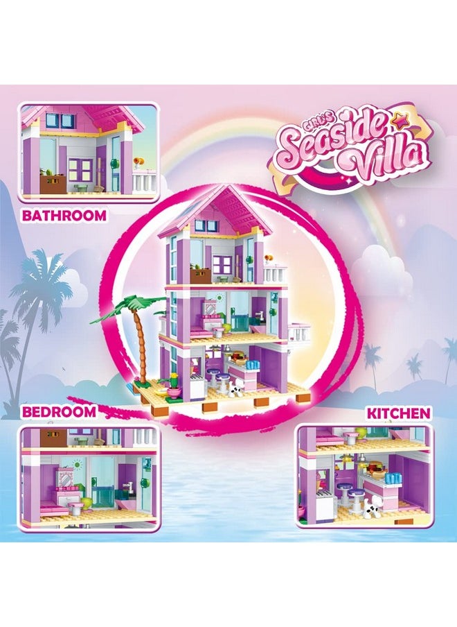 PUSITI PUSITI Seaside Villa Building Set 573 Pieces Toys for Girls Building Blocks House Toys Beach Villa Construction Toys Holiday Cottage Bricks Toys for Girls Age 6+  - Image 4