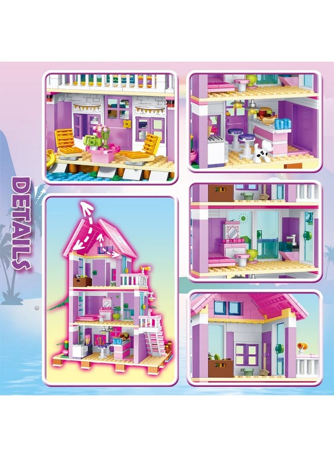 PUSITI PUSITI Seaside Villa Building Set 573 Pieces Toys for Girls Building Blocks House Toys Beach Villa Construction Toys Holiday Cottage Bricks Toys for Girls Age 6+  - Image 3