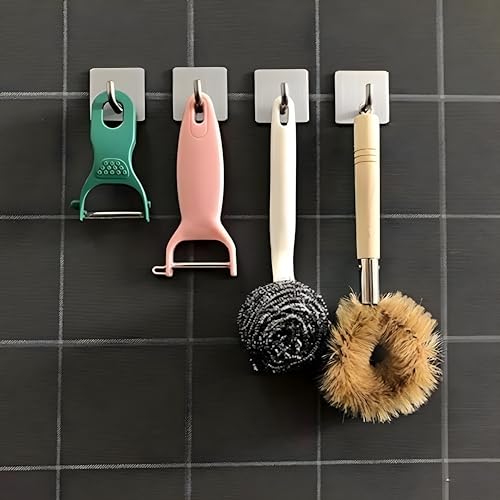 JIALTO 4 PCS Self Adhesive Stainless Steel Wall Hooks – Heavy Duty Waterproof No Drill Wall Hanger for Bathroom, Kitchen & Towel – Strong Coat Hook, J Hook Black (Holds Up to 5 KG) - Image 5