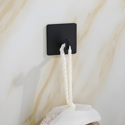 JIALTO 4 PCS Self Adhesive Stainless Steel Wall Hooks – Heavy Duty Waterproof No Drill Wall Hanger for Bathroom, Kitchen & Towel – Strong Coat Hook, J Hook Black (Holds Up to 5 KG) - Image 2