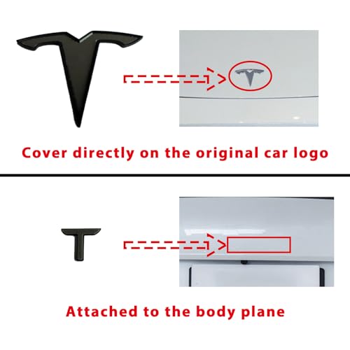 Nanaholy Upgraded 2024 Model Y Front Rear Emblem Cover and Full Letters Emblem Replacement - Compatible with Tesla Model Y Accessories 2023-2021 Logo Cover - Matte Black - Image 3
