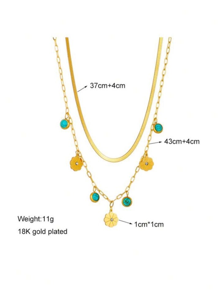 نيو ستايل سلسال نسائي أنيق مطلي باللون الذهبي عيار 18 - Image 3