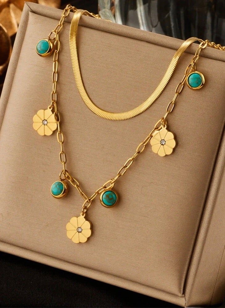 نيو ستايل سلسال نسائي أنيق مطلي باللون الذهبي عيار 18 - Image 1