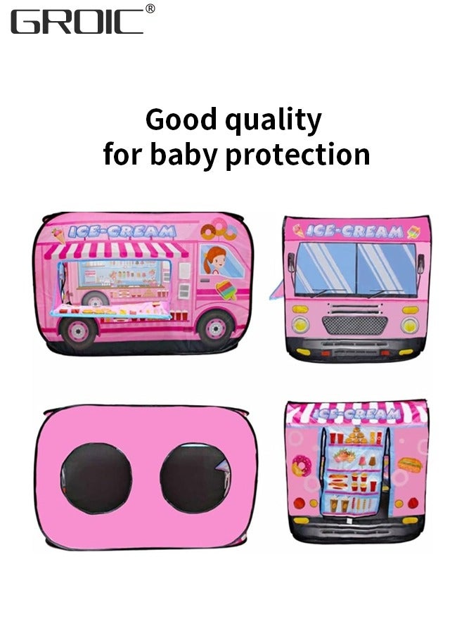 GROIC خيمة لعب منبثقة للأطفال، بيت لعب تظاهري منبثق في الداخل والخارج، ألعاب سيارات قابلة للطي في الداخل والخارج، إعداد سريع وألعاب وهدايا - سيارة الآيس كريم - Image 3