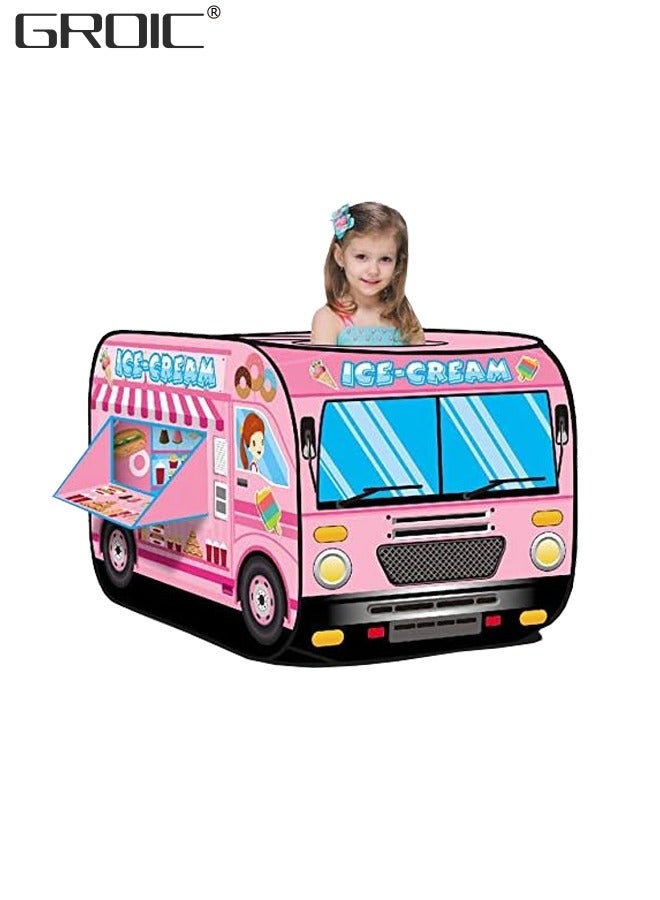 GROIC خيمة لعب منبثقة للأطفال، بيت لعب تظاهري منبثق في الداخل والخارج، ألعاب سيارات قابلة للطي في الداخل والخارج، إعداد سريع وألعاب وهدايا - سيارة الآيس كريم - Image 1