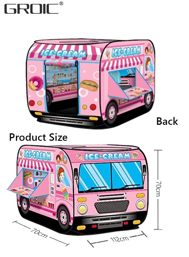 GROIC خيمة لعب منبثقة للأطفال، بيت لعب تظاهري منبثق في الداخل والخارج، ألعاب سيارات قابلة للطي في الداخل والخارج، إعداد سريع وألعاب وهدايا - سيارة الآيس كريم - Image 5