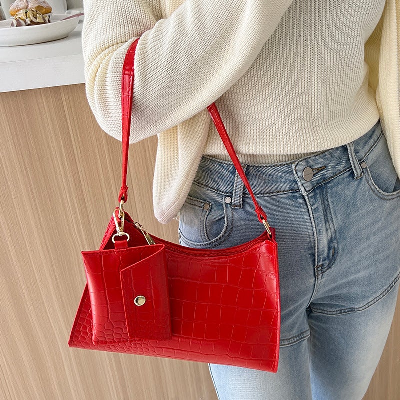 Classic Crocodile Pattern Underarm Bag Stone Pattern Joker Shoulder Bag Simple Ladies Handbag Mother Bag A Generation Of Hair - Image 4