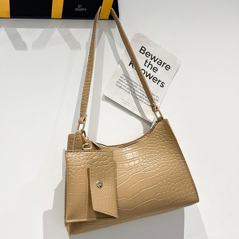 Classic Crocodile Pattern Underarm Bag Stone Pattern Joker Shoulder Bag Simple Ladies Handbag Mother Bag A Generation Of Hair - Image 1