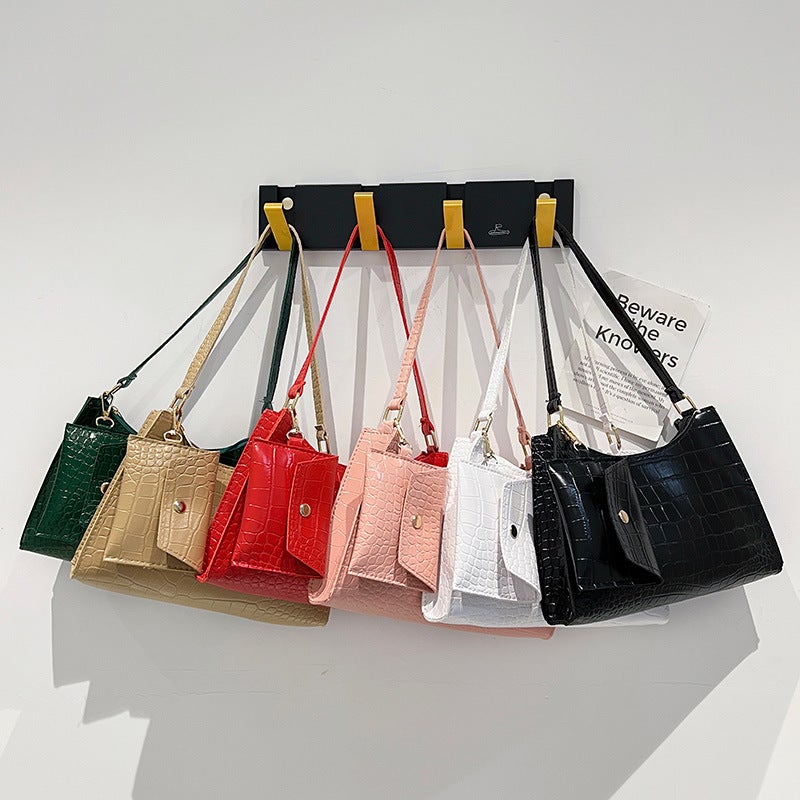 Classic Crocodile Pattern Underarm Bag Stone Pattern Joker Shoulder Bag Simple Ladies Handbag Mother Bag A Generation Of Hair - Image 2