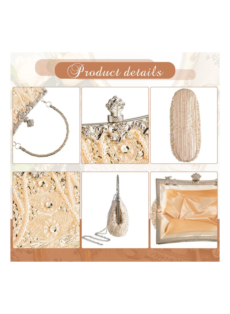 Zikra 1920s Vintage Beaded Clutch Evening Bags, Flapper Handbag Clutch, for Women Formal Wedding 1920s Party Accessories, Prom Cocktail Party Bags, Women Evening Handbags, Formal Bridal Wedding Clutch - Image 4