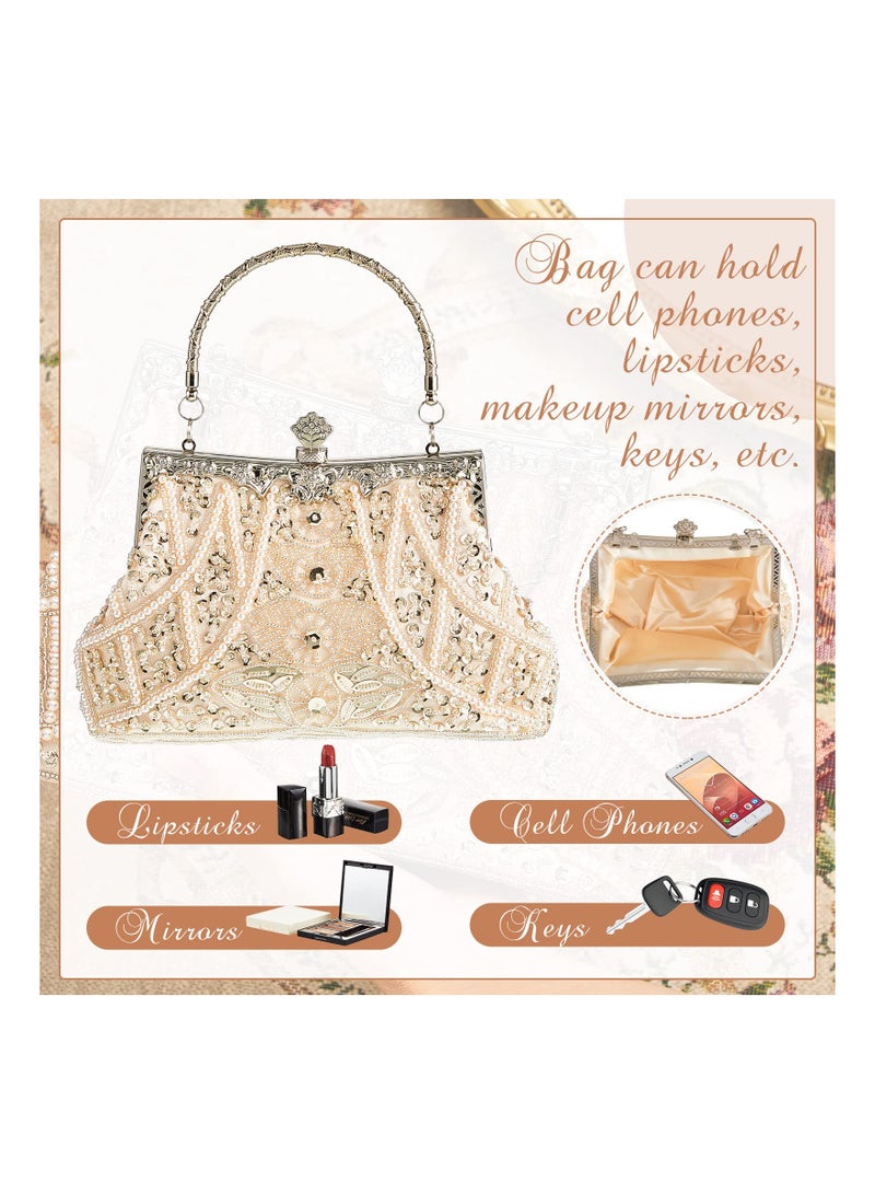 Zikra 1920s Vintage Beaded Clutch Evening Bags, Flapper Handbag Clutch, for Women Formal Wedding 1920s Party Accessories, Prom Cocktail Party Bags, Women Evening Handbags, Formal Bridal Wedding Clutch - Image 5