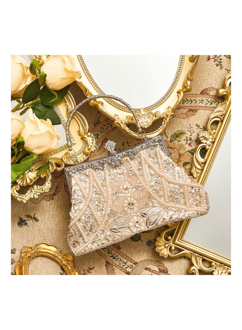 Zikra 1920s Vintage Beaded Clutch Evening Bags, Flapper Handbag Clutch, for Women Formal Wedding 1920s Party Accessories, Prom Cocktail Party Bags, Women Evening Handbags, Formal Bridal Wedding Clutch - Image 3