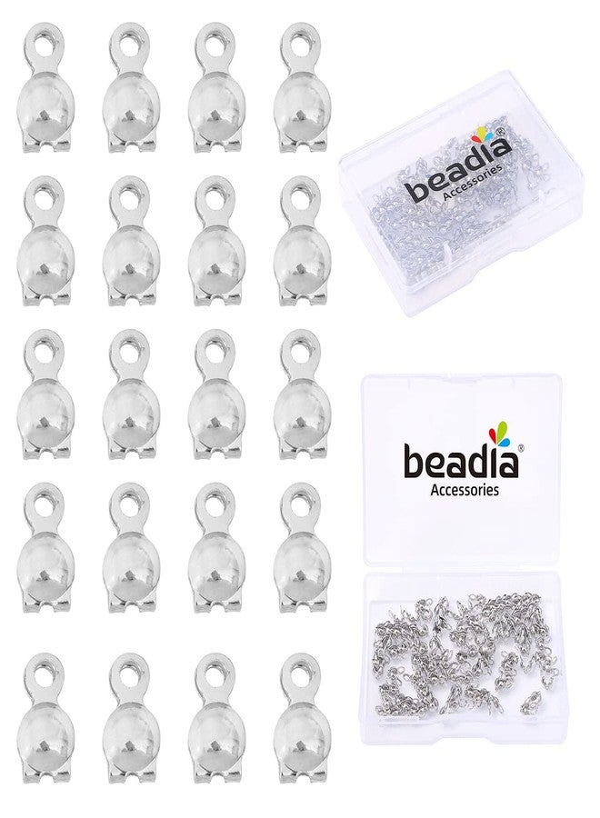 Beadia Platinum Plated End Caps Non Tarnish 3x6mm 200pcs for Jewelry Making Findings - Image 1