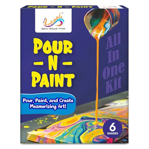 Artiggle Pour-N-Paint,Fluid Acrylic Kit|Pouring Paint|Creative Activity Kit For All Ages Kid|Craft Activity For Girls & Boys|Fluid Art Paint Kit|Coloring And Painting Kits| Multi Color - Image 1