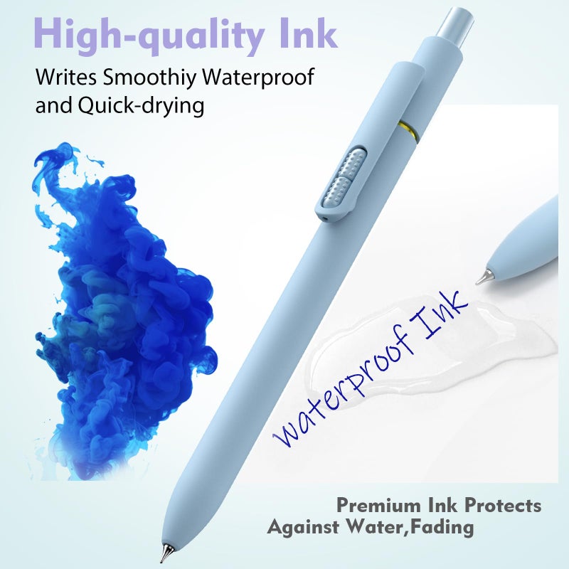 Hiacry 8 Pack Blue Ink Gel Pensï¼ŒQuick-Dry 0.7mm Fine Point Fidget Pens for Smooth Writing, Journaling & Drawing, Aesthetic Morandi Color Pens for Women, School & Office Supplies (Morandi Blue Ink) - Image 5