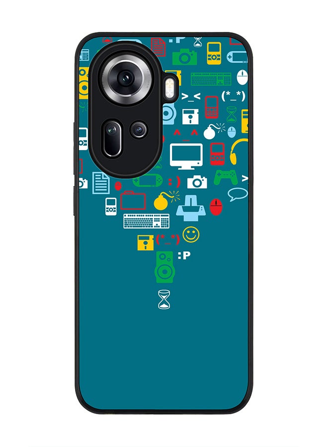 Stylizedd Rugged Black Edge Case for Oppo Reno11, Slim fit Soft Case Flexible Rubber Edges Anti Drop TPU Gel Thin Cover -  Convergence (Green) - Image 1