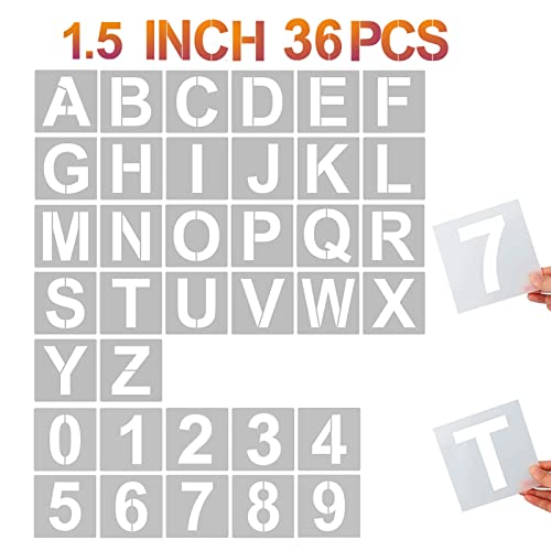 YEAJON 15 Inch Letter Stencils and Numbers 36 Pcs Alphabet Art Craft Stencils Reusable Plastic Templates for Wood Wall Fabric Rock Signage DIY Art Projects - Image 1