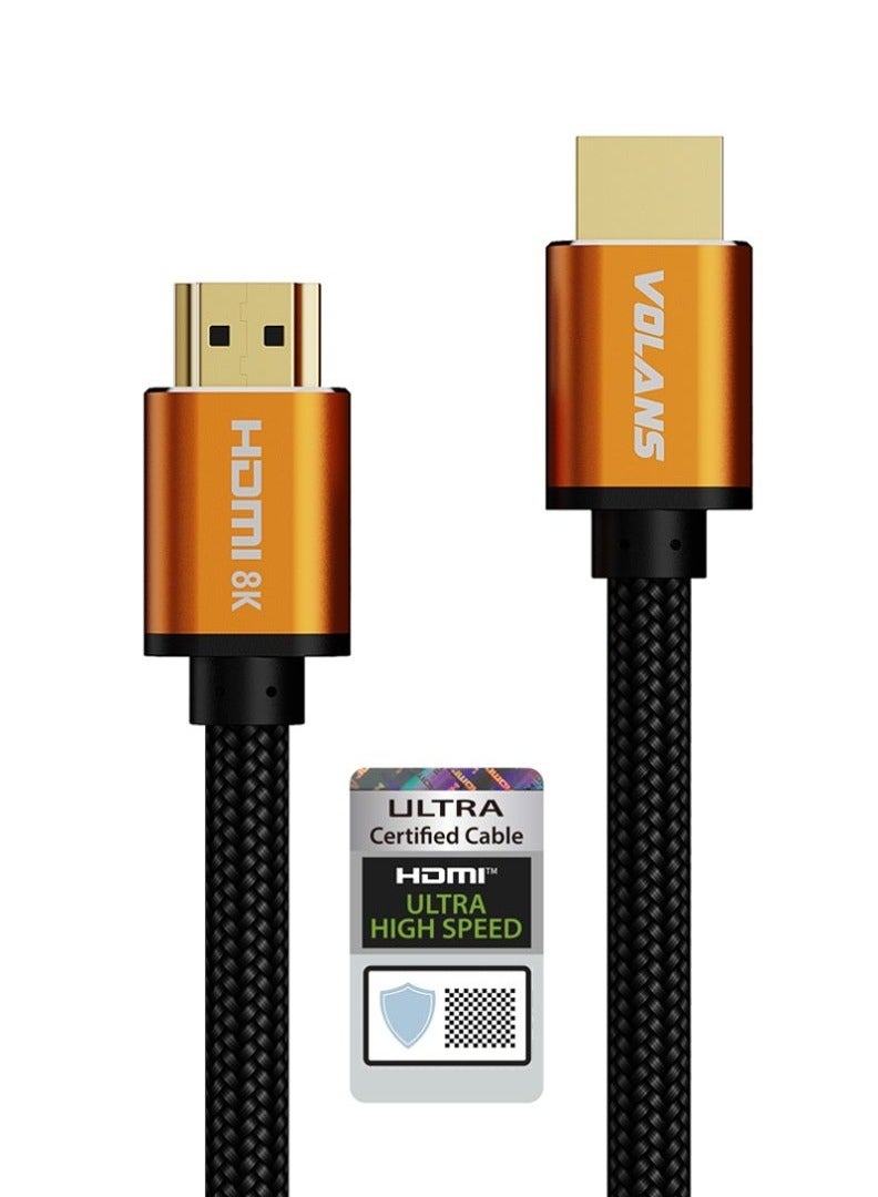 Volans كابل HDMI بدقة 8K بطول 5 أمتار، إصدار 2.1، فائق الدقة Ultra HD، عالي السرعة حتى 48 جيجابت في الثانية، كابل مضفّر، يدعم eARC وHDR الديناميكي وDolby Vision، متوافق مع MacBook Pro وPS5 وNintendo Switch وأجهزة التلفاز وXbox وRoku وتلفزيونات UHD ومشغلات Blu-ray وأجهزة العرض (Projector) - Image 1