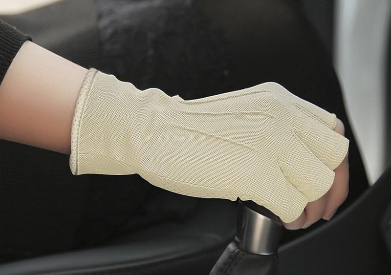 Ylucky Lightweight Summer Fingerless Gloves Men Women UV Sun Protection Driving Cotton Gloves Nonslip Touchscreen Gloves - Image 3