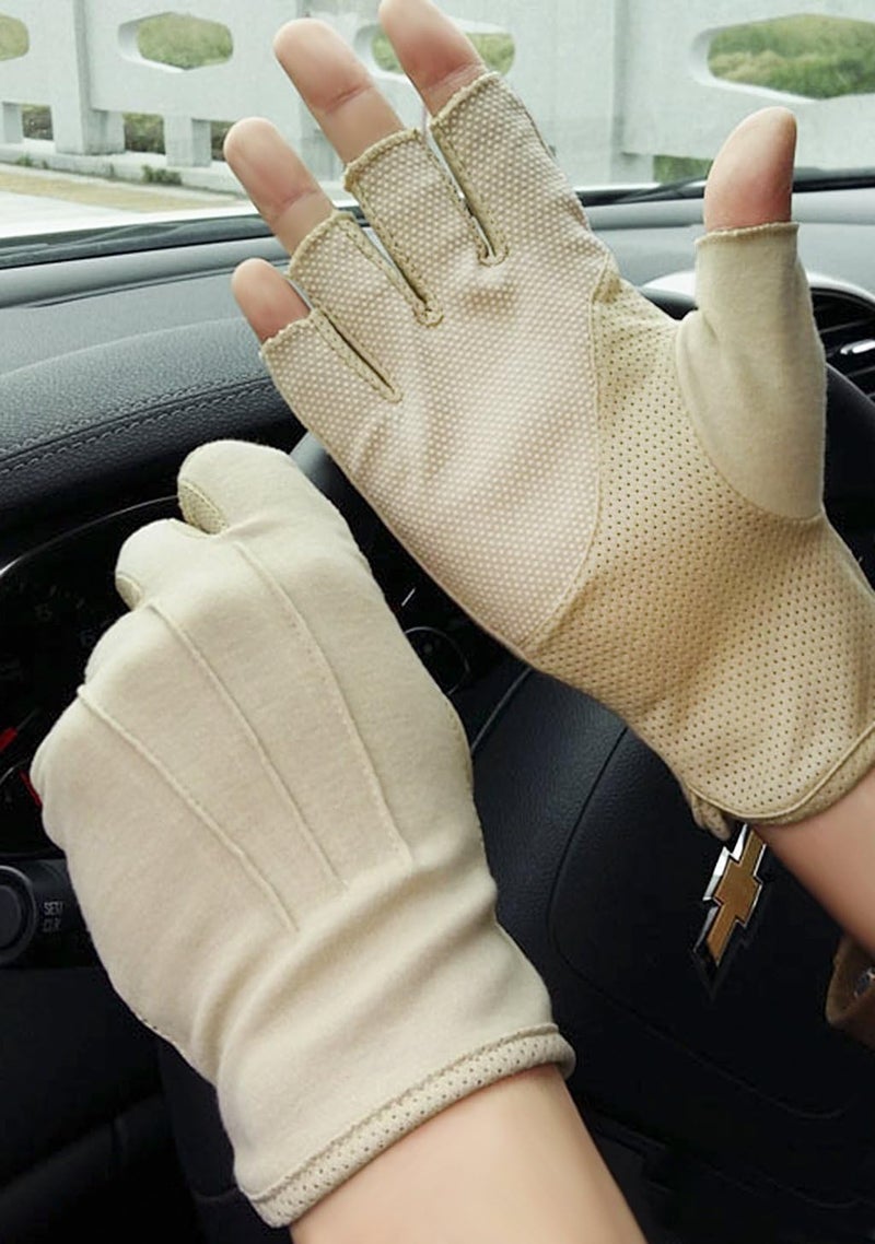 Ylucky Lightweight Summer Fingerless Gloves Men Women UV Sun Protection Driving Cotton Gloves Nonslip Touchscreen Gloves - Image 2
