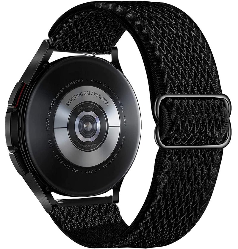 Olytop Elastic Bands for Galaxy Watch 7/6/4 Classic Bands 47mm 46mm 43mm 42mm/5 Pro Band 45mm,Samsung Galaxy Watch 7/FE/6/5/4 Strap 44mm 40mm/Active 2/3 41mm, 20mm Stretch Nylon Wristband, Wave Black - Image 1