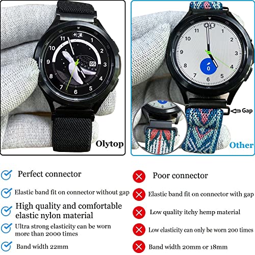 Olytop Elastic Bands for Galaxy Watch 7/6/4 Classic Bands 47mm 46mm 43mm 42mm/5 Pro Band 45mm,Samsung Galaxy Watch 7/FE/6/5/4 Strap 44mm 40mm/Active 2/3 41mm, 20mm Stretch Nylon Wristband, Wave Black - Image 2