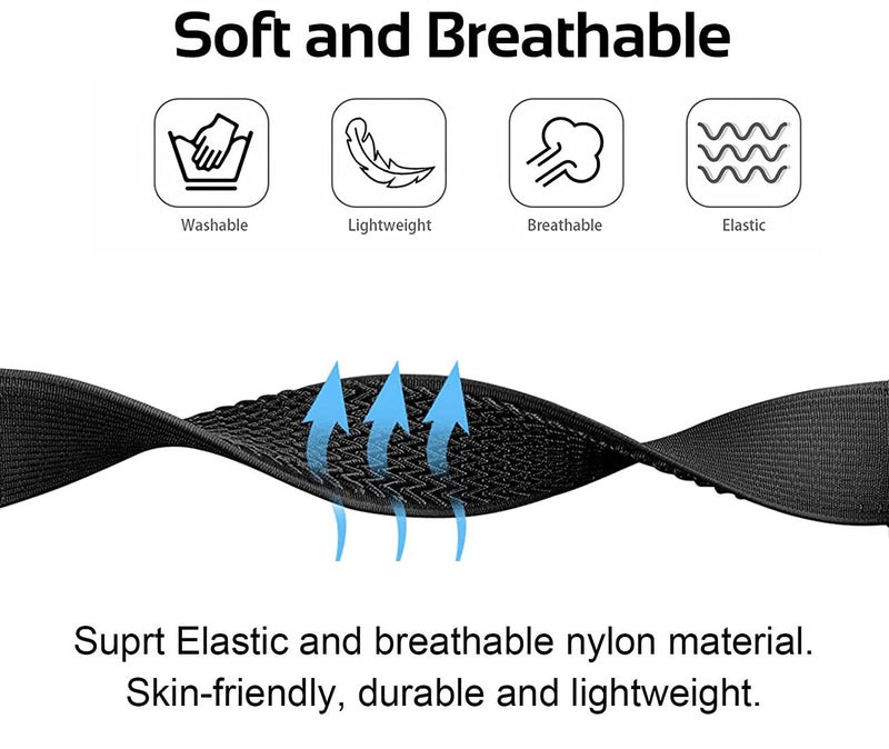 Olytop Elastic Bands for Galaxy Watch 7/6/4 Classic Bands 47mm 46mm 43mm 42mm/5 Pro Band 45mm,Samsung Galaxy Watch 7/FE/6/5/4 Strap 44mm 40mm/Active 2/3 41mm, 20mm Stretch Nylon Wristband, Wave Black - Image 3