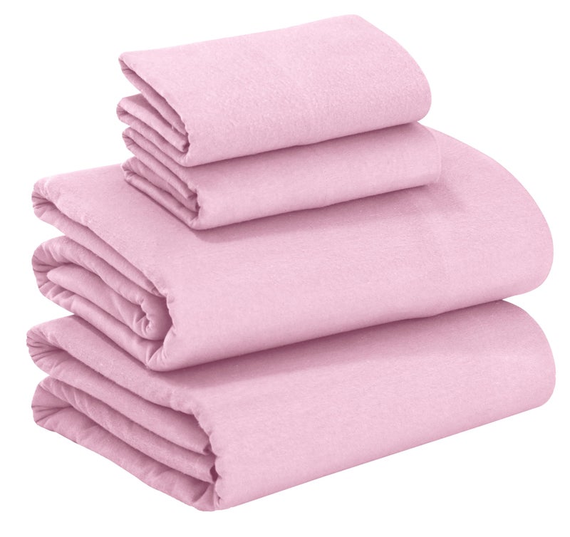 RUVANTI 100% Cotton Flannel Sheets Queen Size - 4 Piece Warm, Soft & Breathable, Deep Pocket, Double Brushed Cozy All Season Bedding Set, Light Pink - Image 1