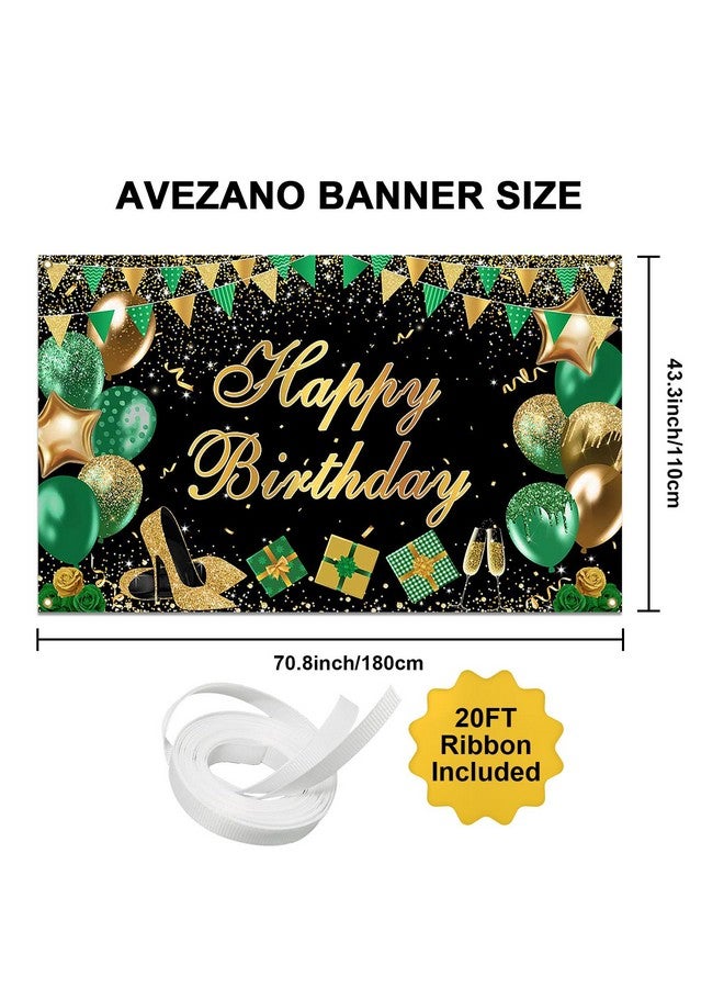 Avezano لافتة عيد ميلاد خضراء من أفيزانو - خلفية عيد ميلاد باللون الأخضر والذهبي والأسود مع لمسة لامعة - زينة حفلات عيد الميلاد للنساء 6 × 3.6 قدم - Image 4