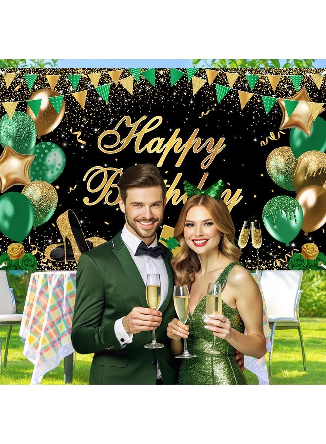 Avezano لافتة عيد ميلاد خضراء من أفيزانو - خلفية عيد ميلاد باللون الأخضر والذهبي والأسود مع لمسة لامعة - زينة حفلات عيد الميلاد للنساء 6 × 3.6 قدم - Image 3