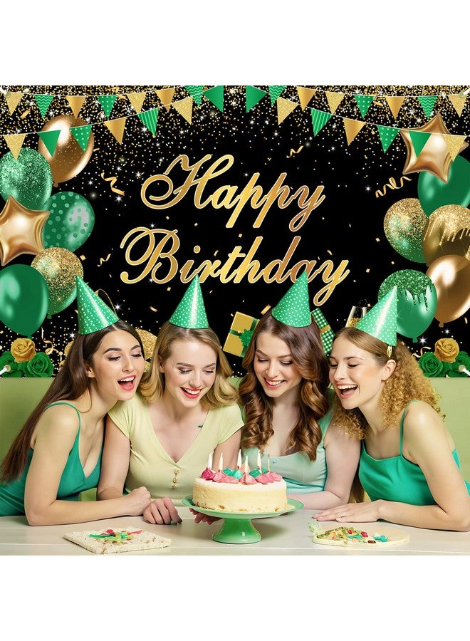 Avezano لافتة عيد ميلاد خضراء من أفيزانو - خلفية عيد ميلاد باللون الأخضر والذهبي والأسود مع لمسة لامعة - زينة حفلات عيد الميلاد للنساء 6 × 3.6 قدم - Image 2