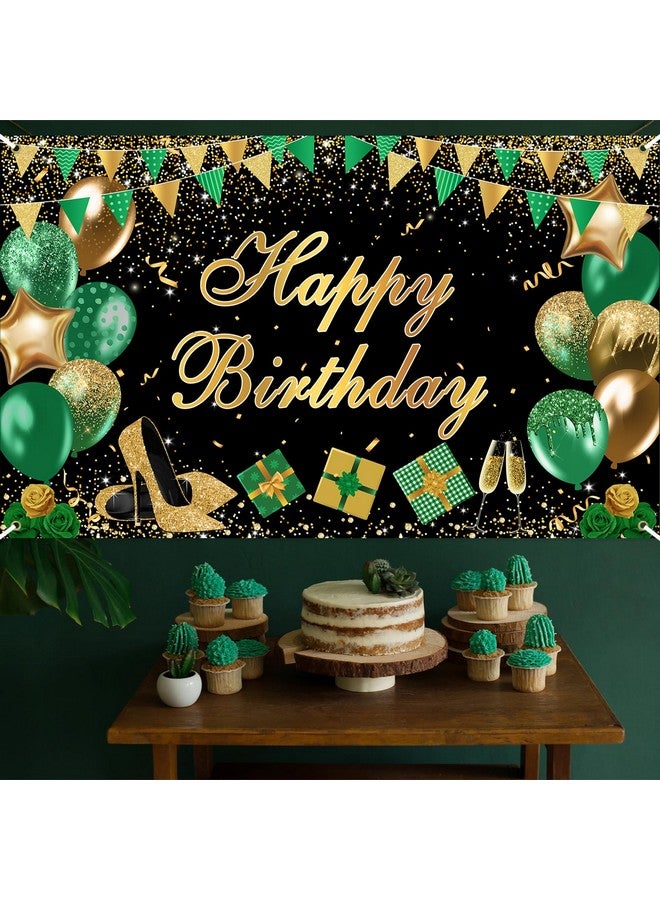 Avezano لافتة عيد ميلاد خضراء من أفيزانو - خلفية عيد ميلاد باللون الأخضر والذهبي والأسود مع لمسة لامعة - زينة حفلات عيد الميلاد للنساء 6 × 3.6 قدم - Image 5