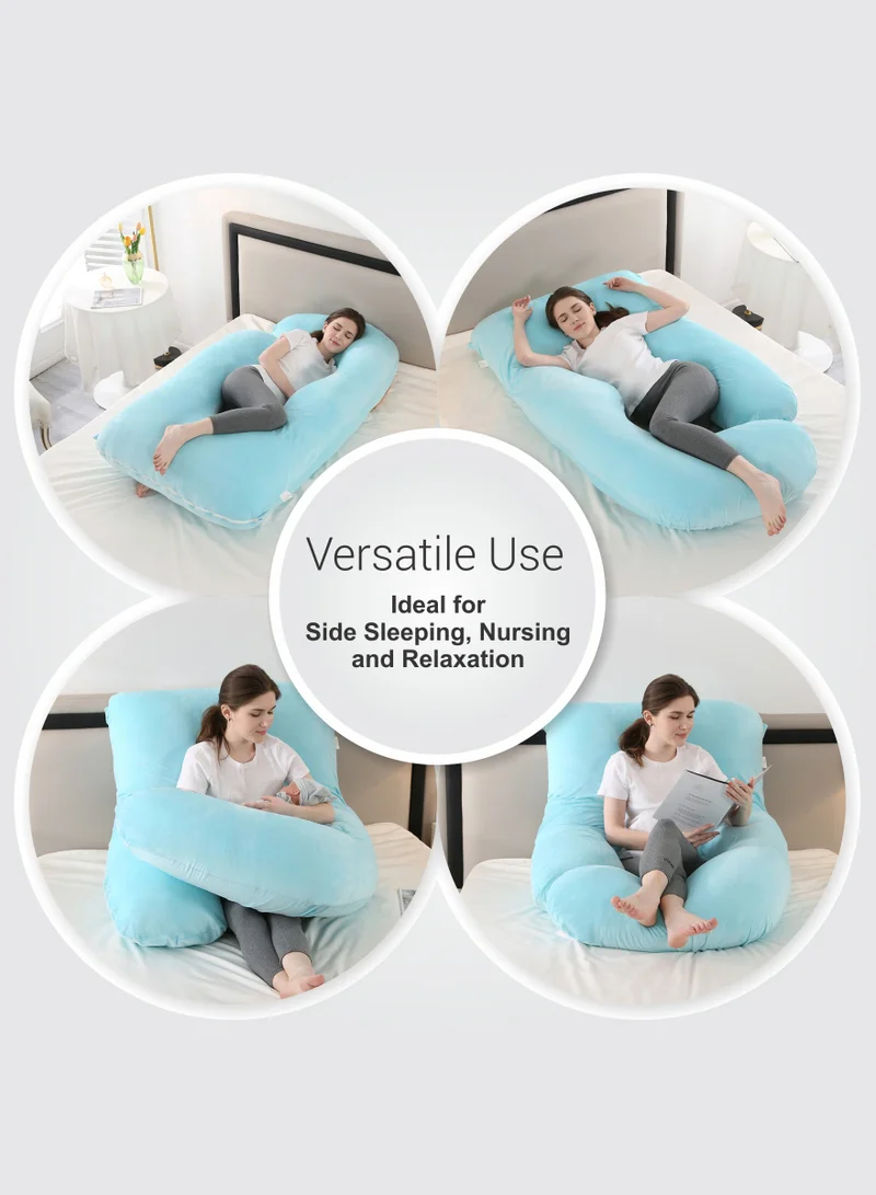 Donetella Pregnancy Pillow G-Shape Long Maternity Pillow, 180 Cm Full Body Support, Removable and Washable Velvet Cover-Complete Support for Back, Hips, Legs, Belly,Spa Color
