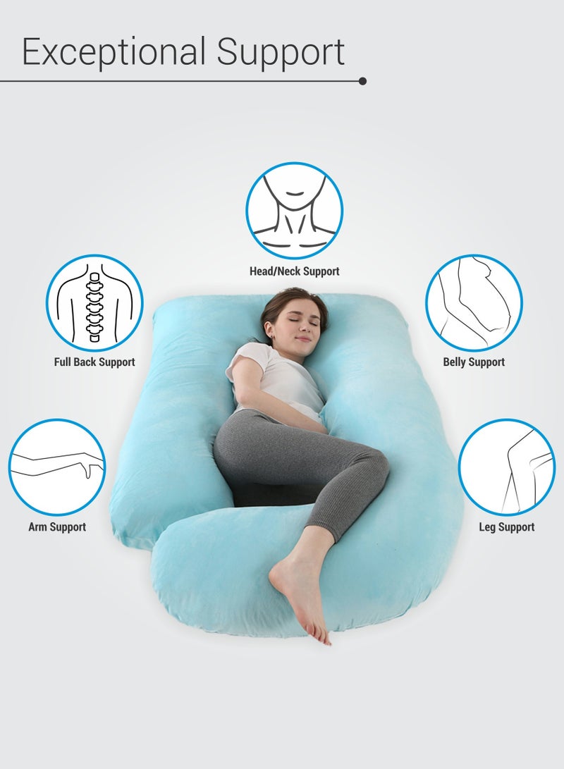 Donetella Pregnancy Pillow G-Shape Long Maternity Pillow, 180 Cm Full Body Support, Removable and Washable Velvet Cover-Complete Support for Back, Hips, Legs, Belly,Spa Color  - Image 3
