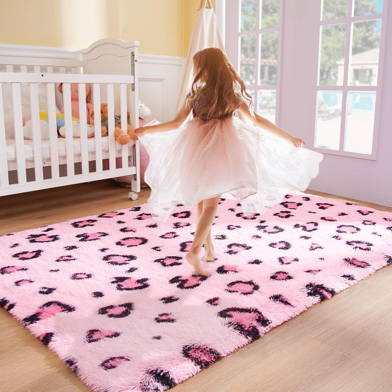 BENRON Pink Leopard Rugs, Soft Bedroom & Living Room Decor, Girls Room Cheetah Print, Small Dorm Apartment Entryway Rugs - Image 2